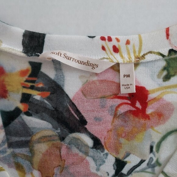 Soft Surroundings Fiore Floral Watercolor V-Neck Tunic Top - Picture 3 of 8